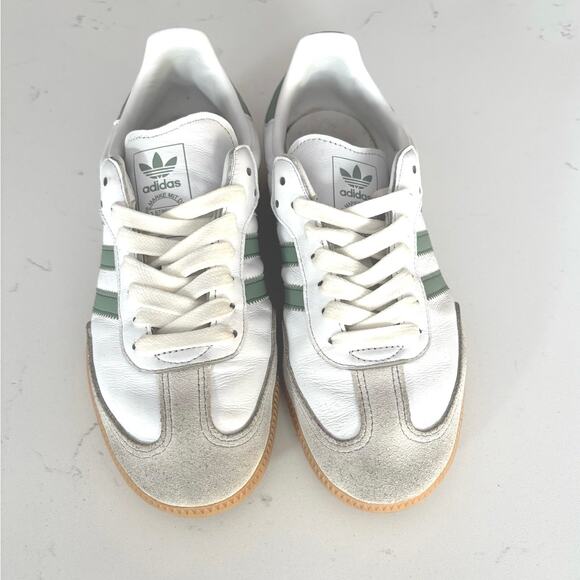 Adidas Samba OG shoes Cloud White Green silver sz 6 W Athletic preppy streetwear - Picture 3 of 7